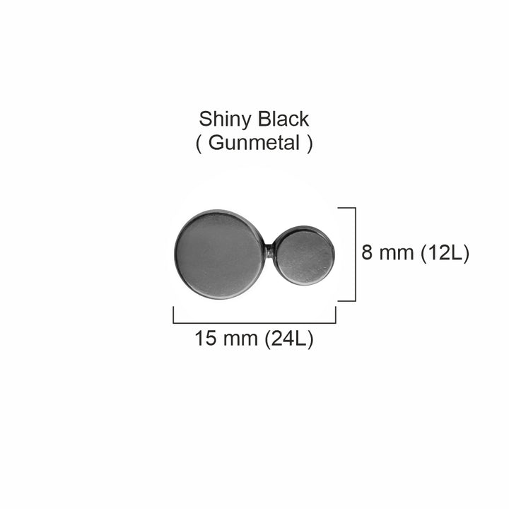 Classic Decorative Fancy Metal Loop Buttons for Shirts/Kurtas Shiny Black Nickel (Gunmetal)