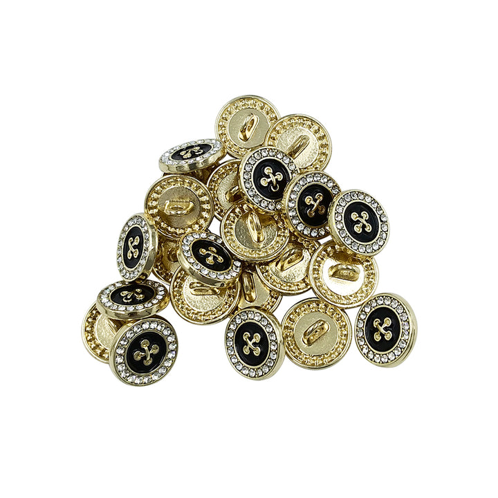 Cross Stitch Design Shiny Gold 12mm Fancy Diamond Loop Metal Buttons