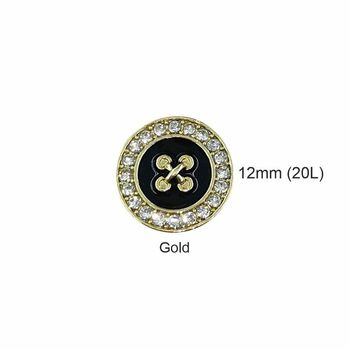 Cross Stitch Design Shiny Gold 12mm Fancy Diamond Loop Metal Buttons