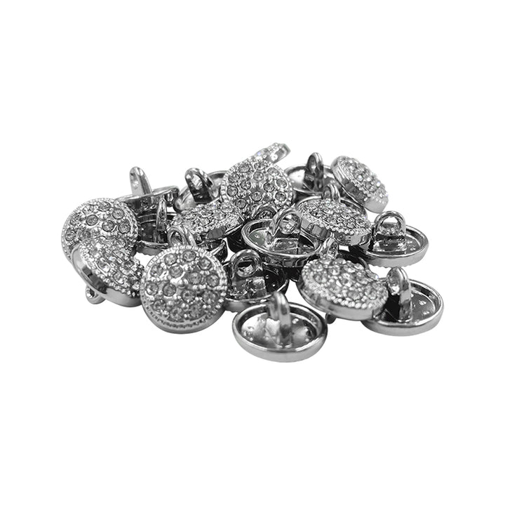 Shiny Glittery Round Shape Diamond Fancy Party Wear Metal Buttons