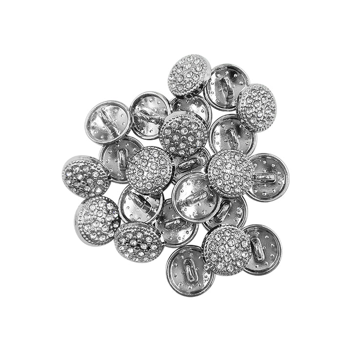 Shiny Glittery Round Shape Diamond Fancy Party Wear Metal Buttons