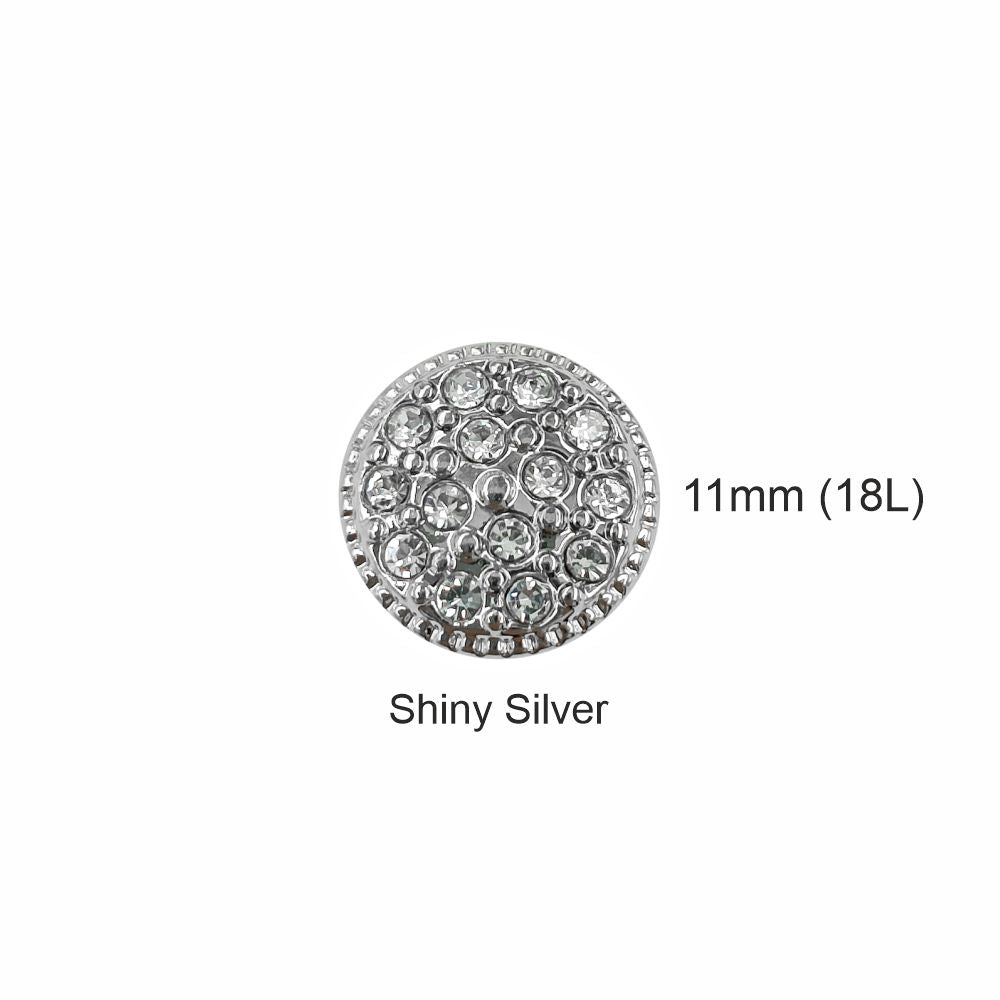 Shiny Glittery Round Shape Diamond Fancy Party Wear Metal Buttons