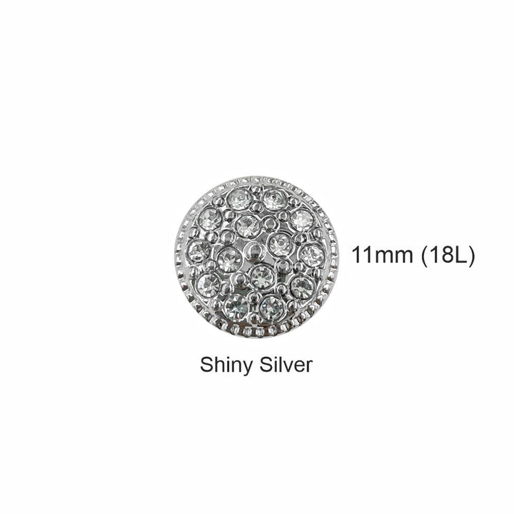 Shiny Glittery Round Shape Diamond Fancy Party Wear Metal Buttons