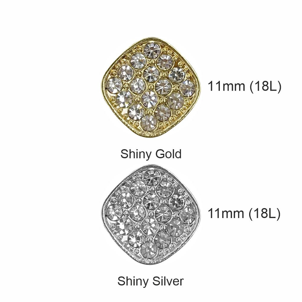 Shiny Glittery Rounded Rhombus Shape Diamond Fancy Metal Buttons