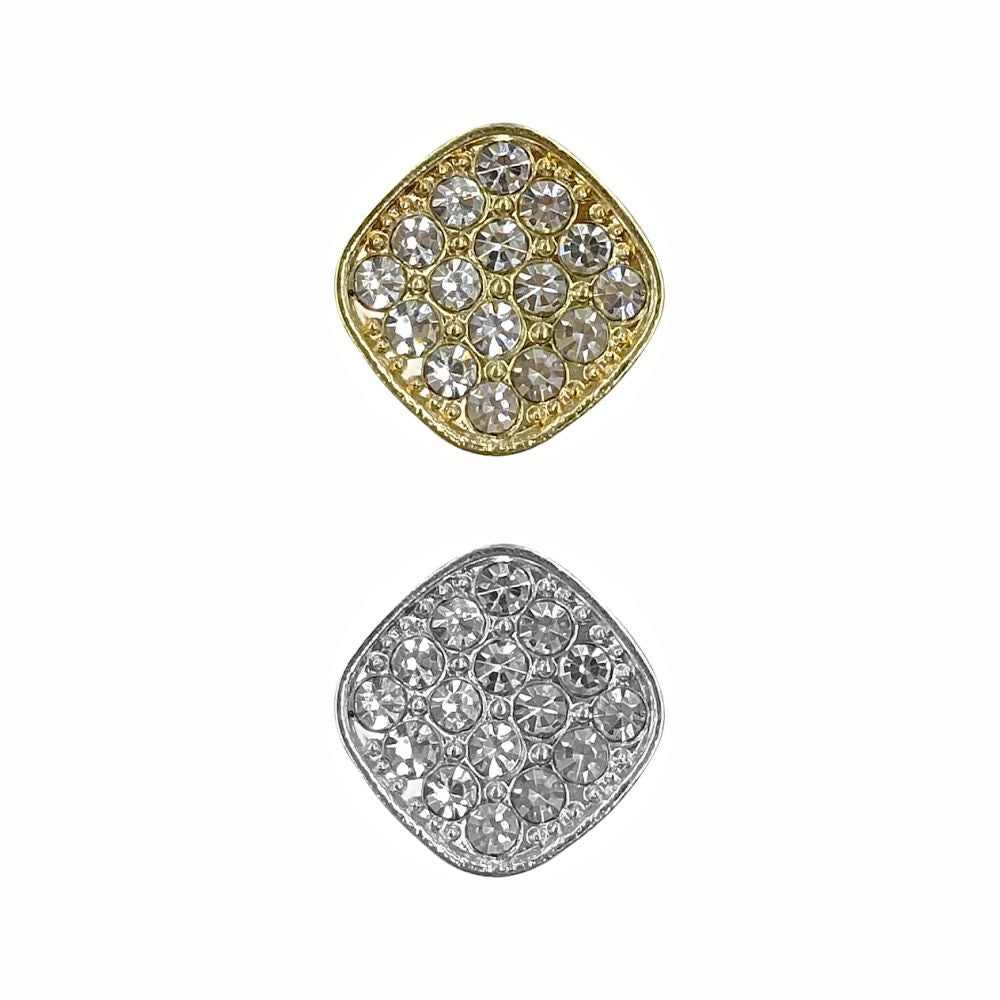 Shiny Glittery Rounded Rhombus Shape Diamond Fancy Metal Buttons