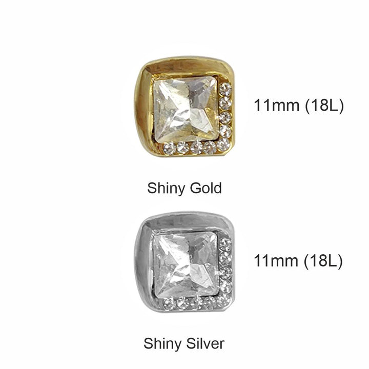 Sparkling Shiny Square Shape Diamond Fancy Metal Buttons for Kurta/Shirts