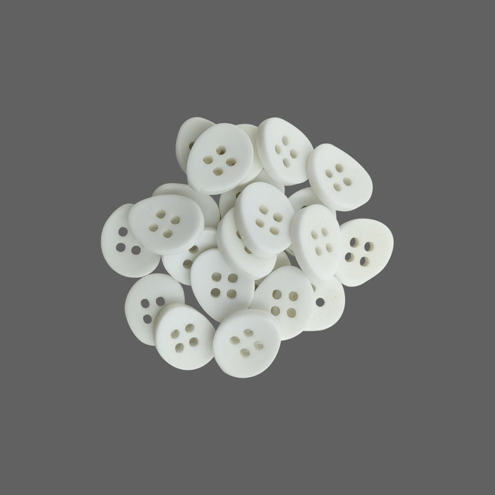 Uneven Shape White Poly Buttons for Men/Women/Kids Shirt/Kurta