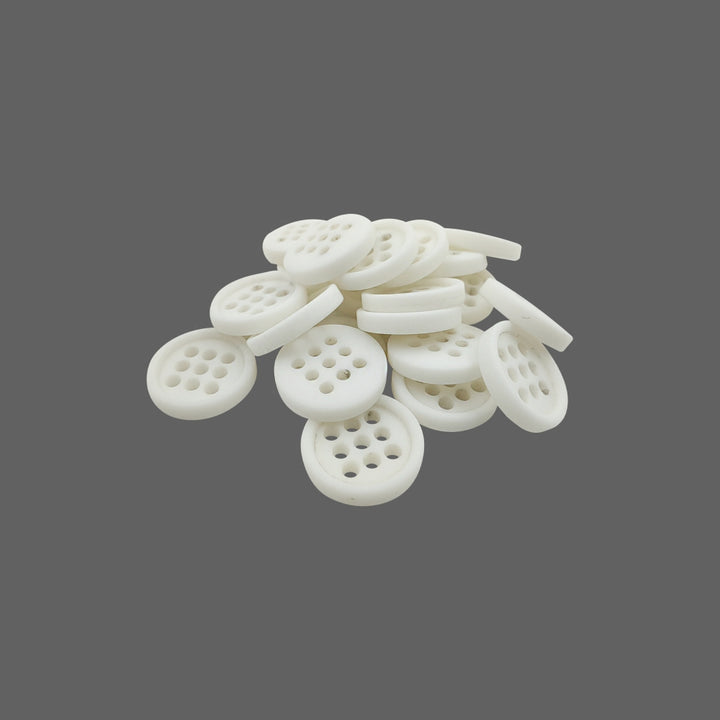 Multiple Holes 12mm (20L) Round White Shirt/Kurta Poly Buttons