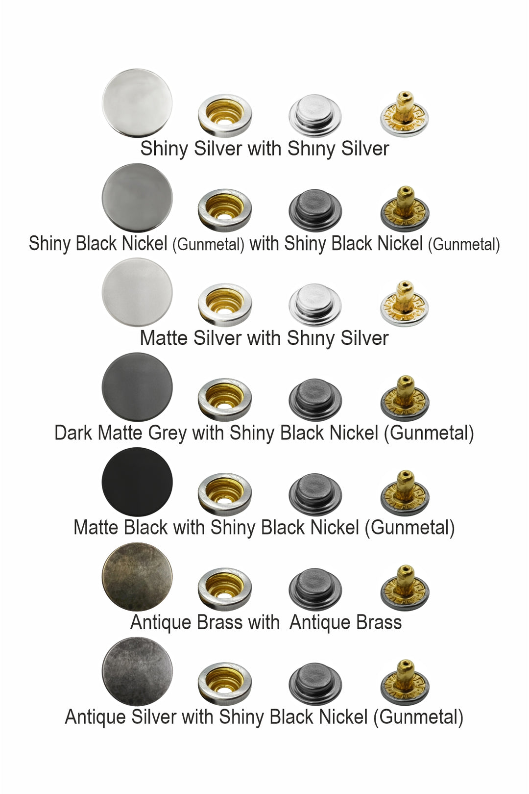 Matte Black 4-Part Press Snap Button Fasteners Set for Garments/Leather Accessories