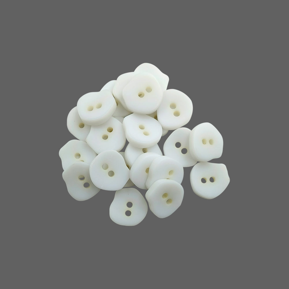 Uneven Shape White Poly Buttons for Shirts/Kurtas