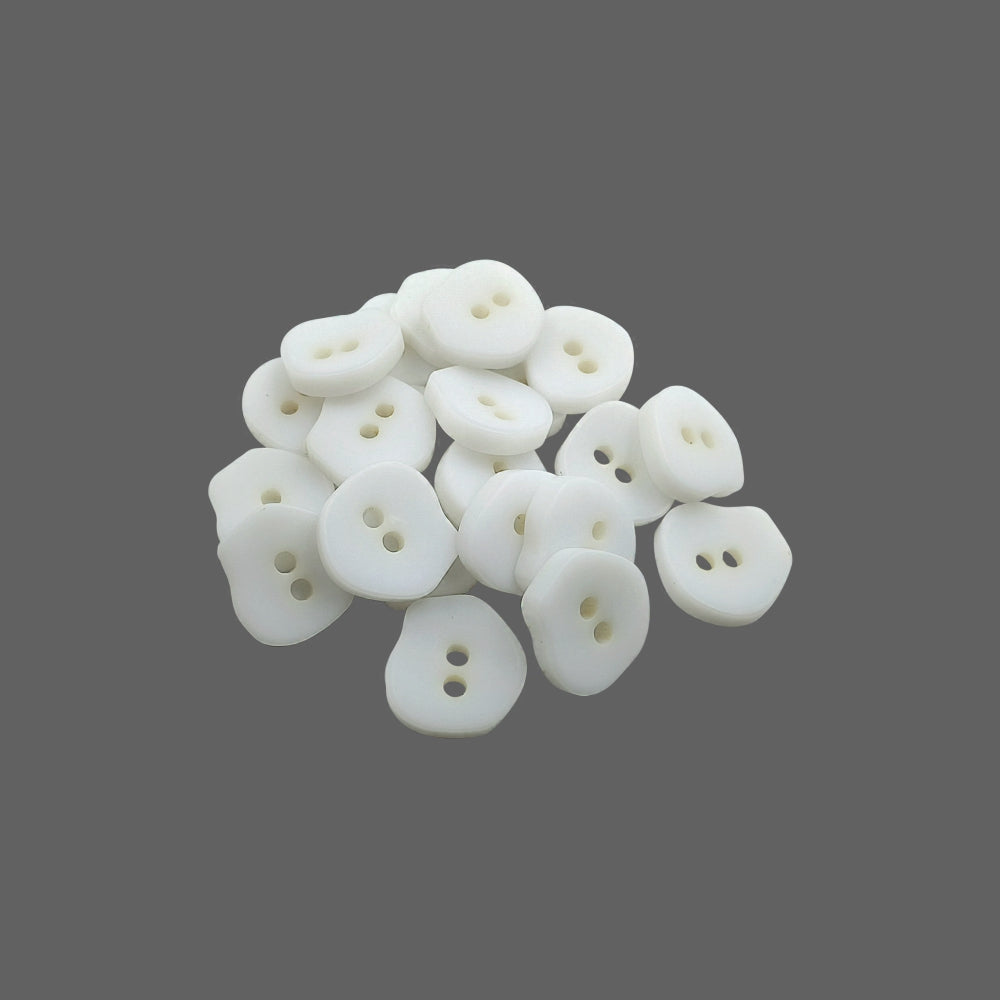 Uneven Shape White Poly Buttons for Shirts/Kurtas