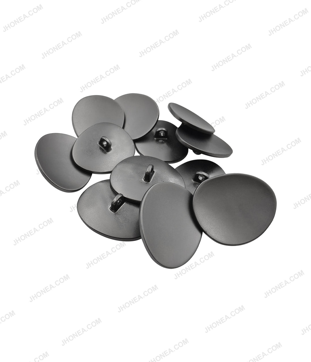 Smooth Drop Shape Matte Grey Downhole Loop Shank Metal Buttons