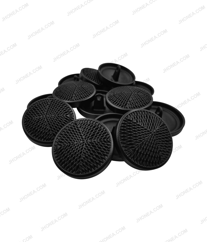 Classic Engraved Design Matte Black Metal Loop Buttons for Clothing