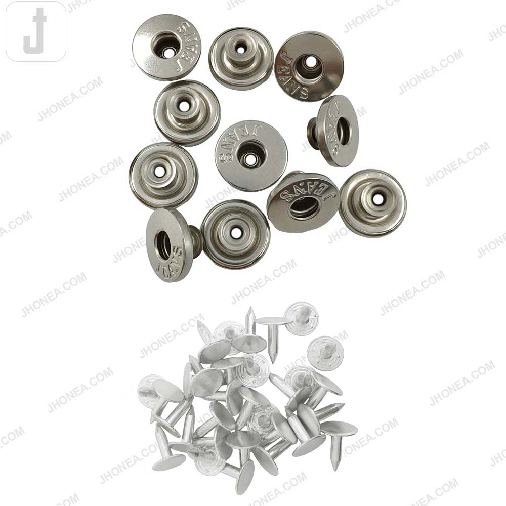 Shiny Silver Round Shape Engraved Jeans Metal Button for Denim Pants