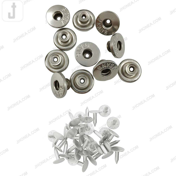 Shiny Silver Round Shape Engraved Jeans Metal Button for Denim Pants