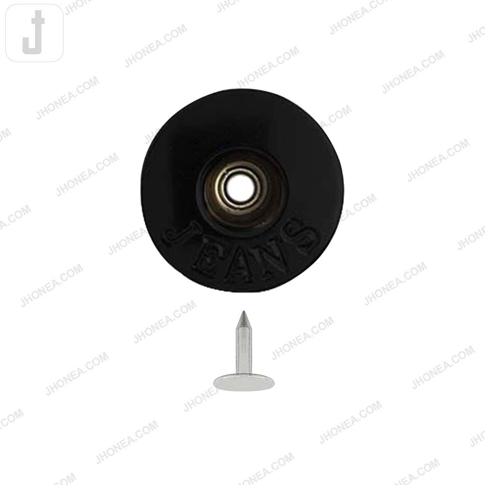 Matte Black Round Shape Engraved Jeans Metal Button for Denim Pants