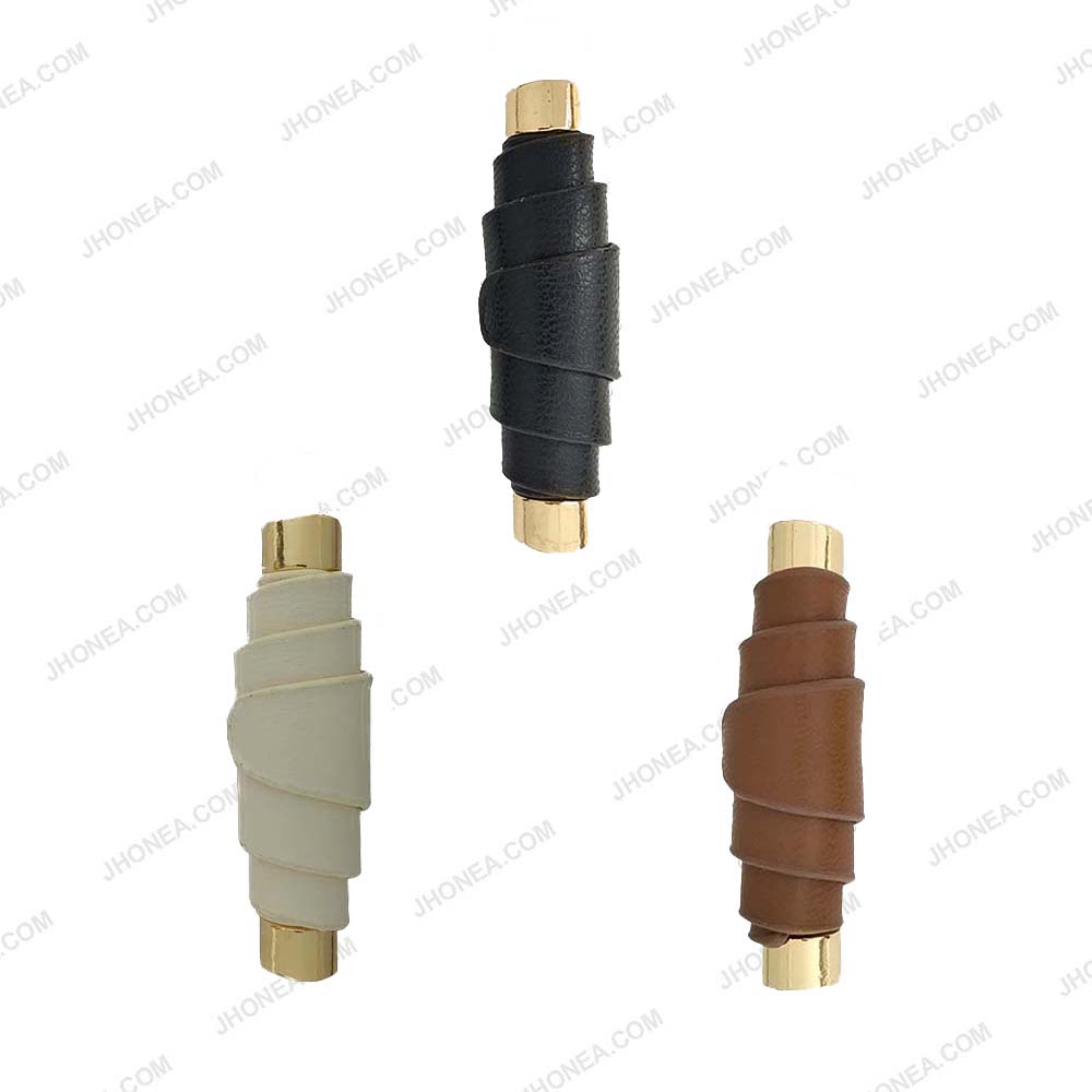 Modern PU Leather Down Loop Buttons for Designer Coats and Apparel. Color- Black, Off White, Brown.