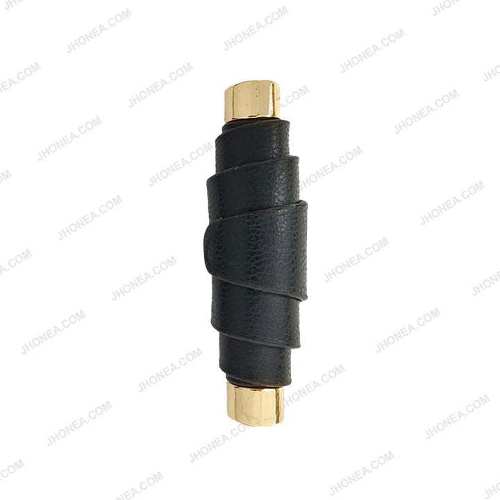 Modern Black PU Leather Down Loop Buttons for Designer Coats and Apparel