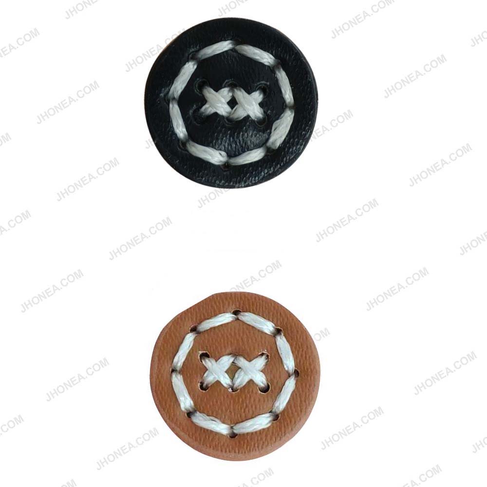 17mm Black and Brown PU Leather Downhole Loop Buttons