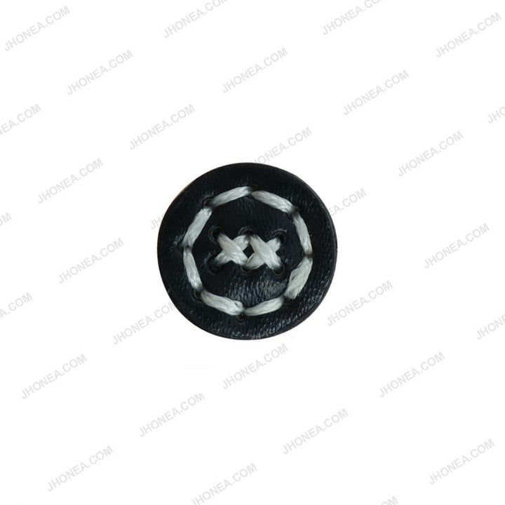 17mm Black and Brown PU Leather Downhole Loop Buttons
