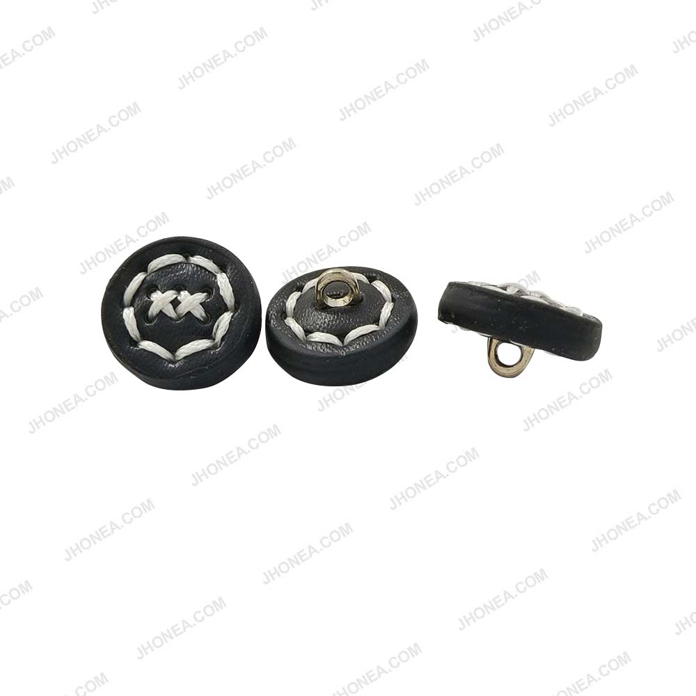 17mm Black and Brown PU Leather Downhole Loop Buttons