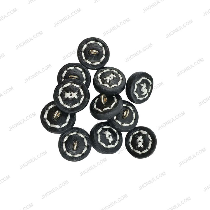 17mm Black PU Leather Downhole Loop Buttons