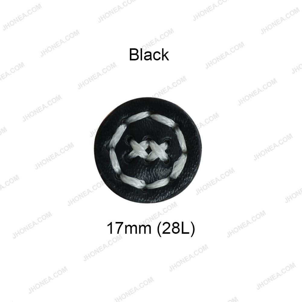 17mm Black and Brown PU Leather Downhole Loop Buttons