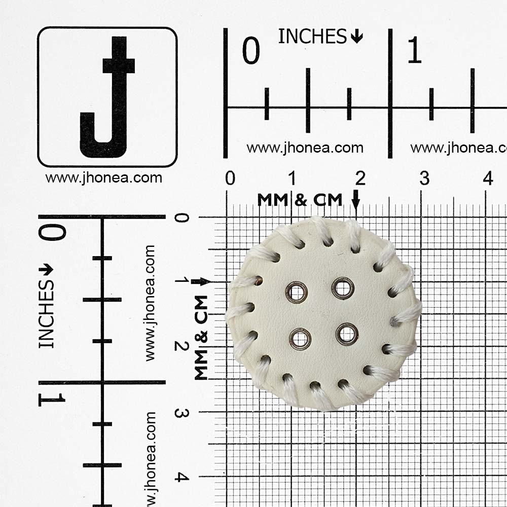 Decorative Black & White 30mm PU Leather 4-Hole Buttons for DIY Sewing