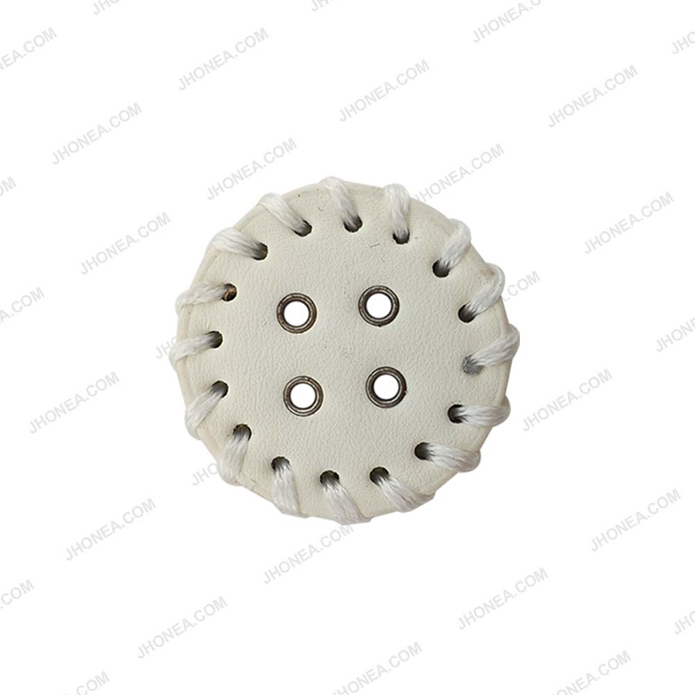 Decorative White 30mm PU Leather 4-Hole Buttons for DIY Sewing