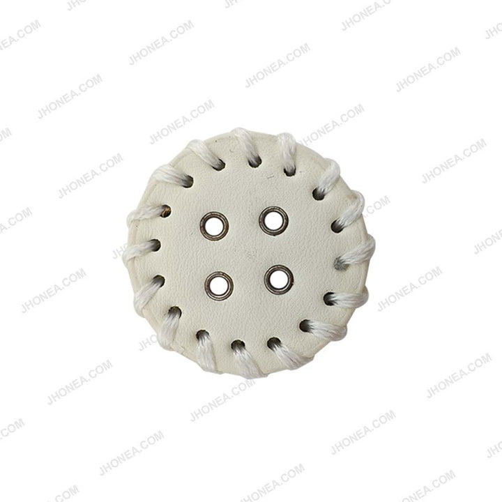 Decorative White 30mm PU Leather 4-Hole Buttons for DIY Sewing