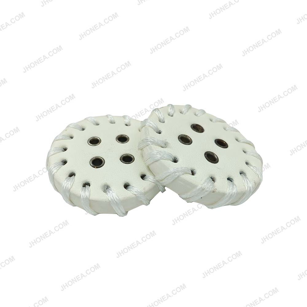 Decorative Black & White 30mm PU Leather 4-Hole Buttons for DIY Sewing