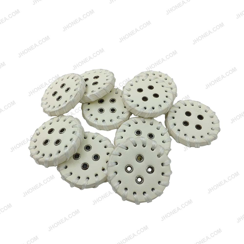 Decorative Black & White 30mm PU Leather 4-Hole Buttons for DIY Sewing