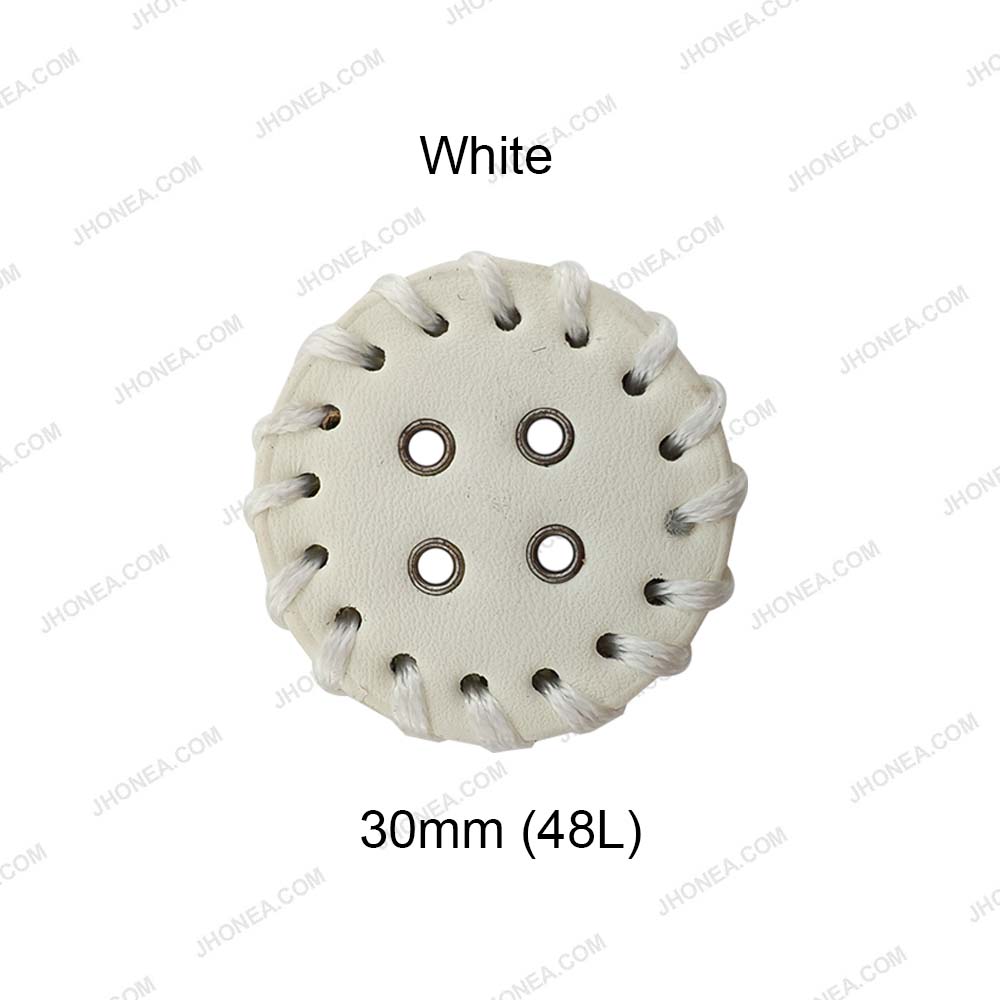 Decorative Black & White 30mm PU Leather 4-Hole Buttons for DIY Sewing