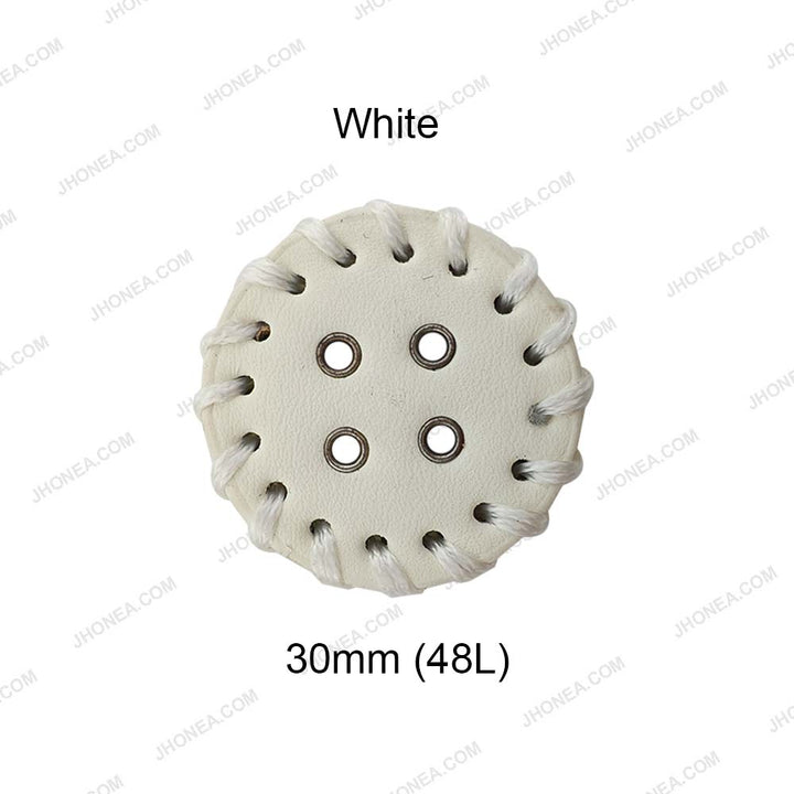 Decorative Black & White 30mm PU Leather 4-Hole Buttons for DIY Sewing