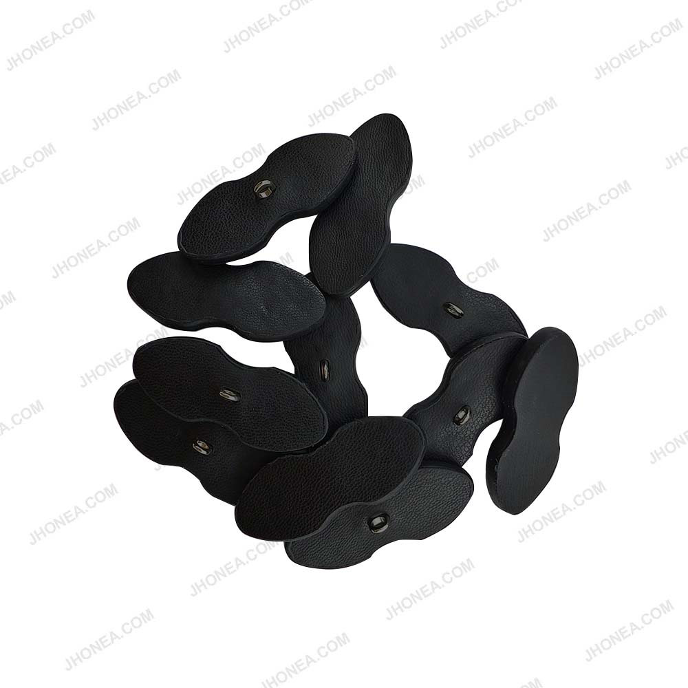 Elegant Black PU Leather Down loop Buttons for Coats