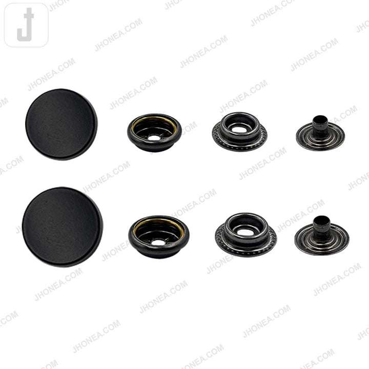 Premium Smooth Flat 4-Part Metal Snap Buttons for Garments & Leather