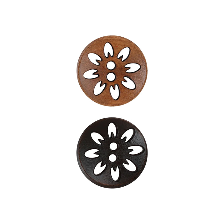 Cutwork Design Wooden Brown Jacket Button 20mm (32L)