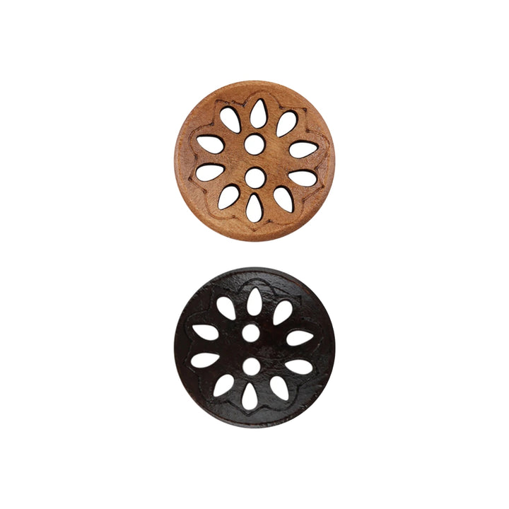 Wooden Brown Cutwork Design Coat/Jacket Buttons