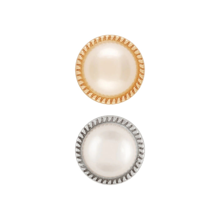 Shiny Gold & Silver Round Shape Pearl Button