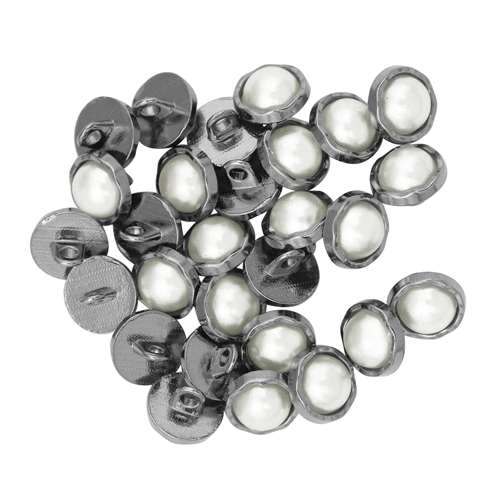 10mm (16L) Wavy Rounded Rim Shiny Decorative Pearl Buttons