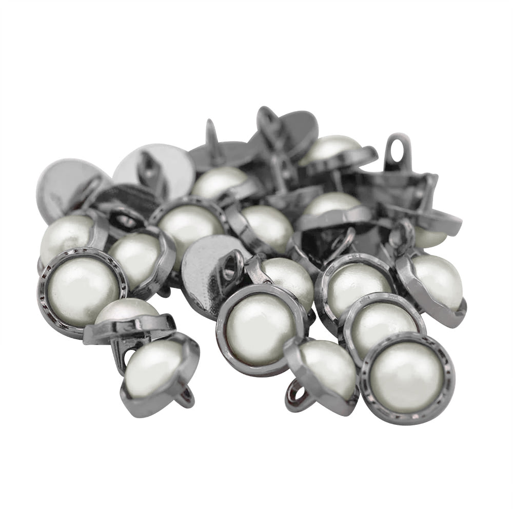 10mm (16L) Wavy Rounded Rim Shiny Decorative Pearl Buttons