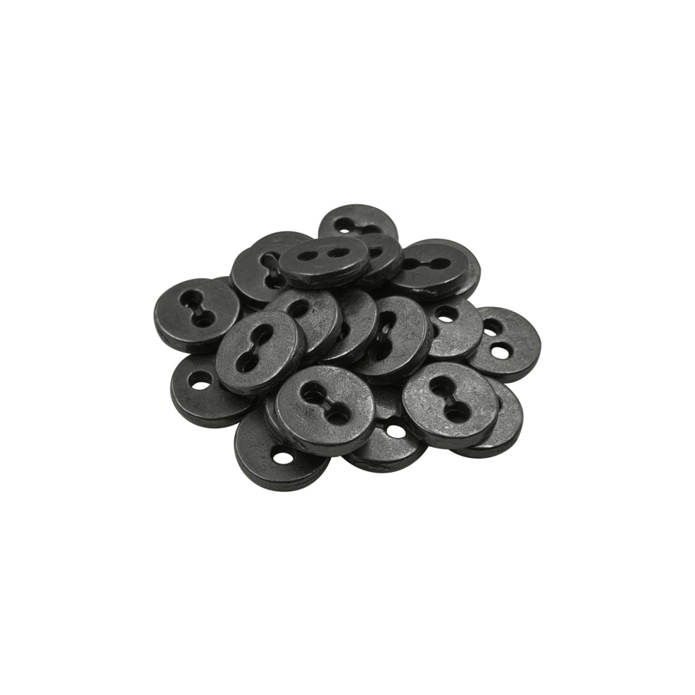 8mm (12L) Gunmetal Round Shape 2 Hole Shirt/Kurta Metal Buttons