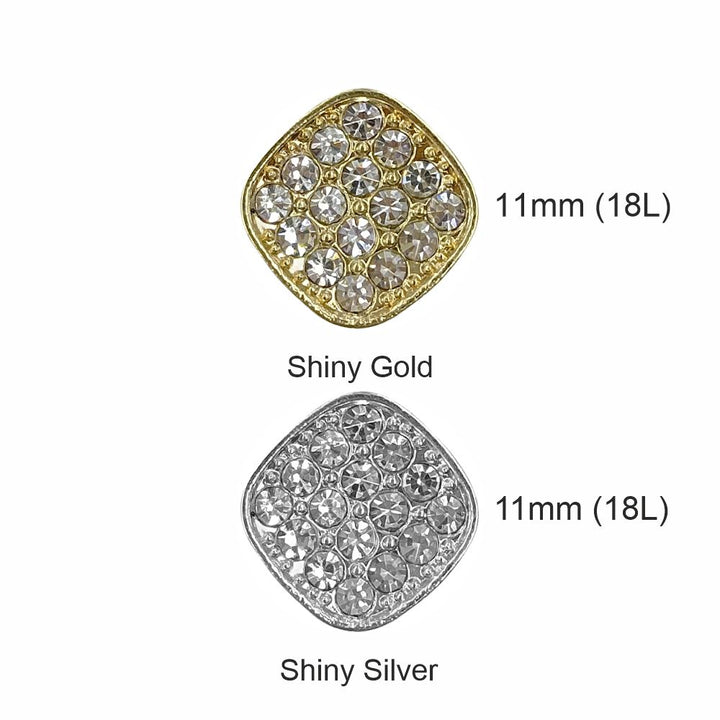 Shiny Glittery Rounded Rhombus Shape Diamond Fancy Metal Buttons