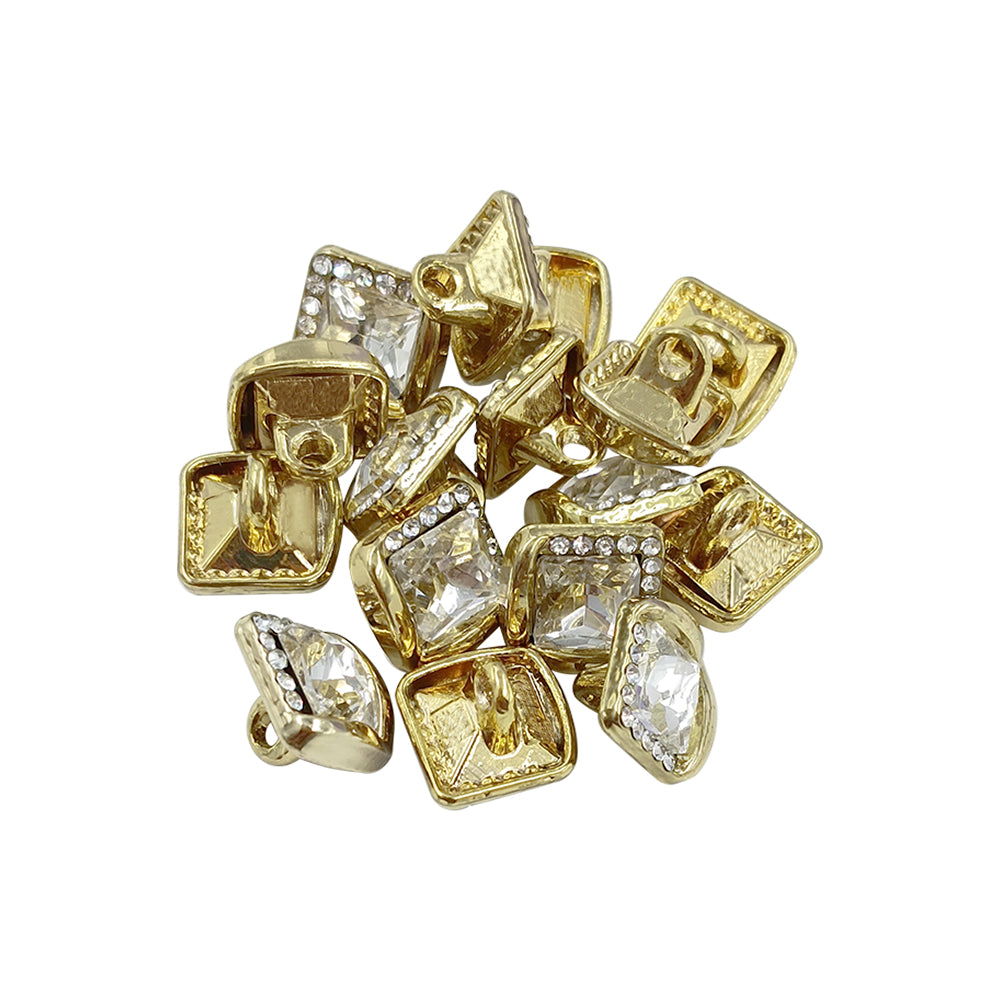 Sparkling Shiny Square Shape Diamond Fancy Metal Buttons for Kurta/Shirts