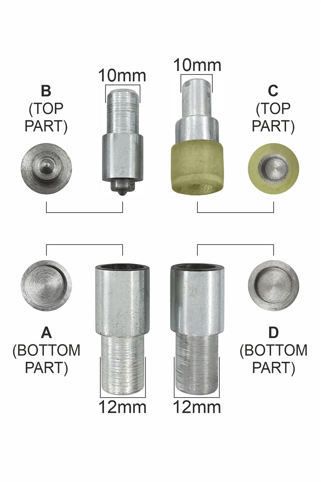 Die Mold Set Easy Tool for Flat Surface Bowl Snap Buttons