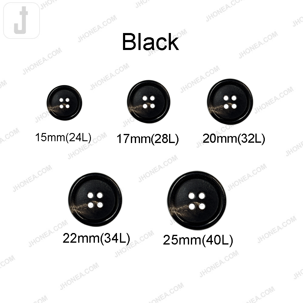 Premium Polished Real Horn 4 Hole Sewing Buttons for Coats/Blazers/Suit