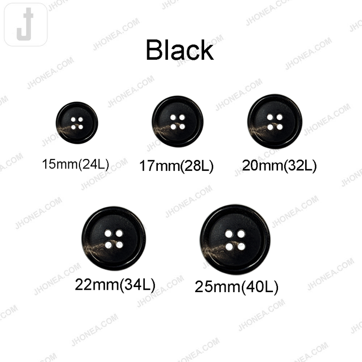 Premium Polished Real Horn 4 Hole Sewing Buttons for Coats/Blazers/Suit