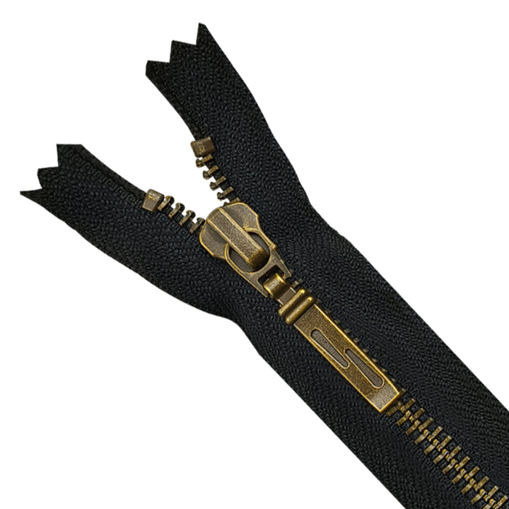 YKK- Exclusive #5 Antique Brass with Black Designer YKK Metal Zipper