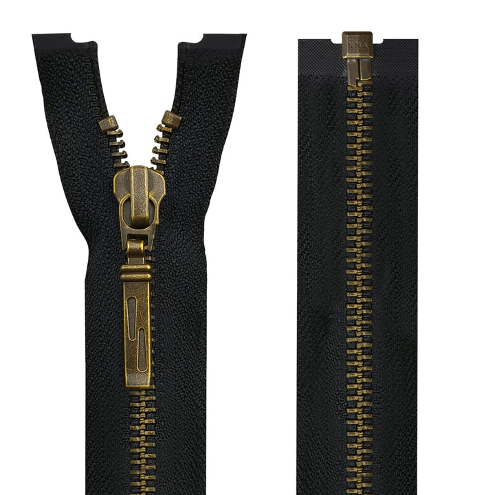 YKK- Exclusive #5 Antique Brass Black/White Designer YKK Metal Zipper