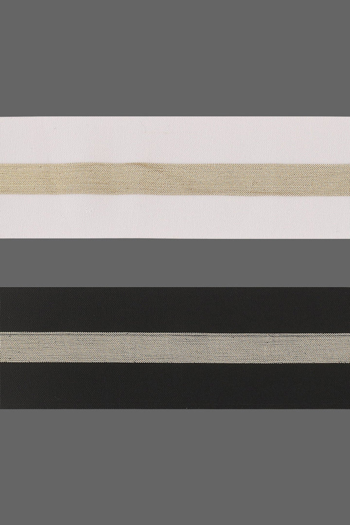 Wide Golden Glitter Striped Soft White & Black Elastic 5cm/50mm/2inch wide